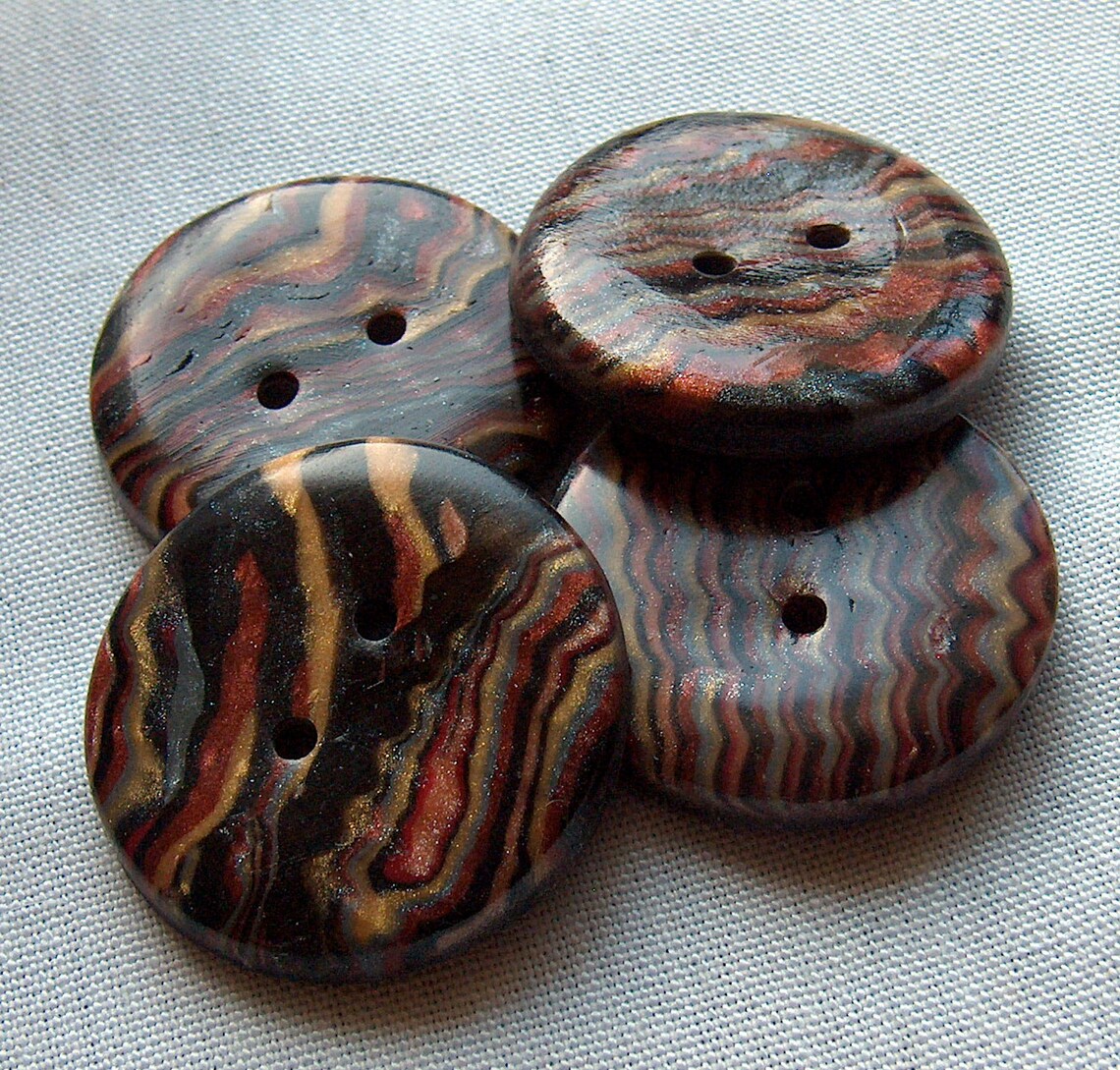 Black Metallic Buttons Large Button Large Polymer Clay - Etsy