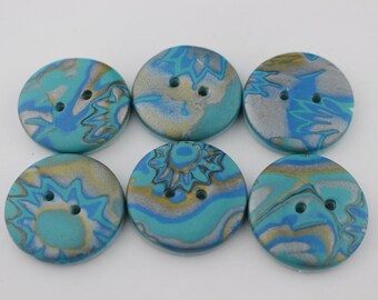 Blue buttons Polymer clay buttons Handmade button for sweater unique buttons no. 167