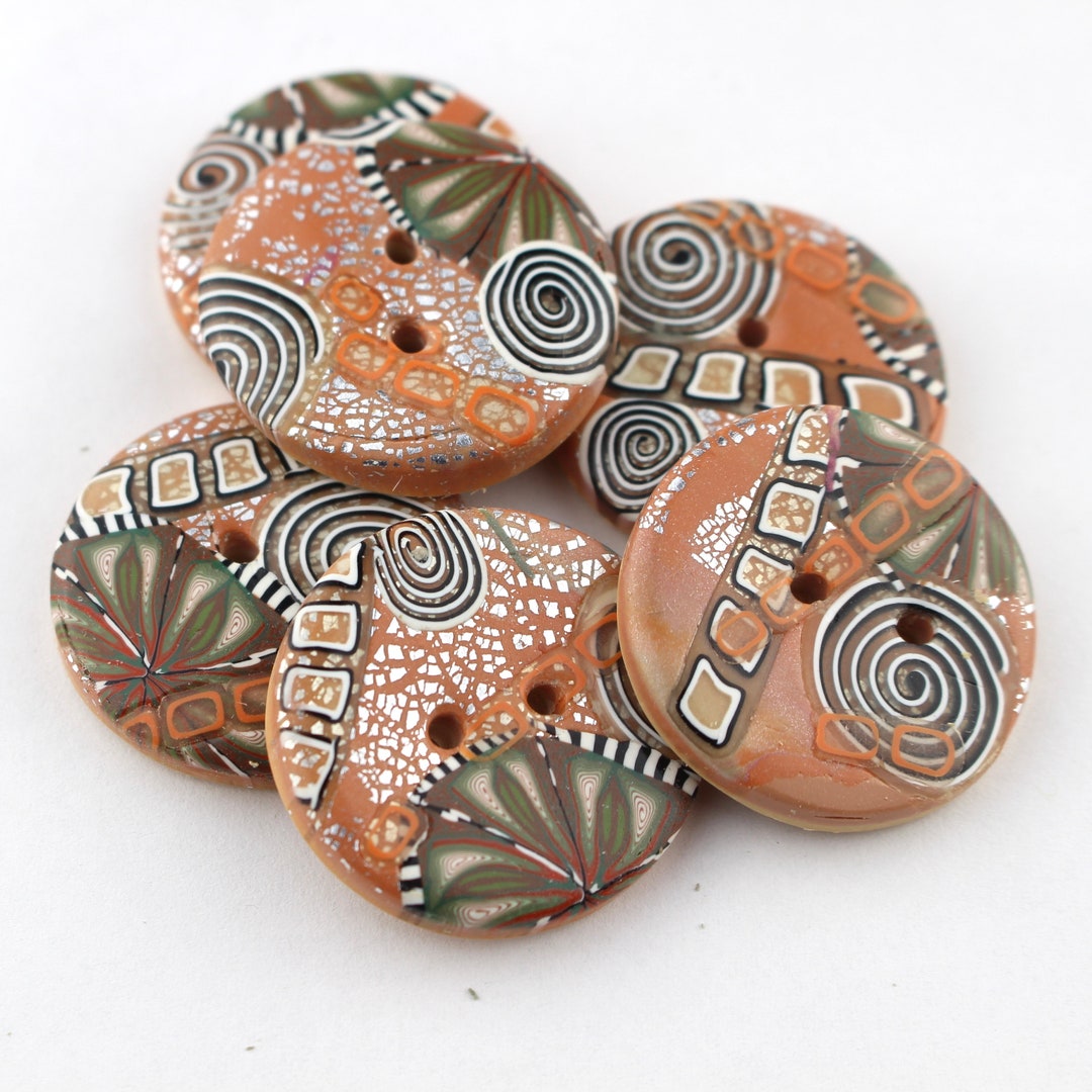 Polyclay Button Handmade Polymer Clay Buttons: Millefiori Design, 1 1/4 - 1 5/8 Inch No ...