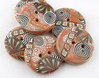Large handmade Silver Leaf Buttons, Polymer clay fancy buttons, 1 1/4 inch or 1 5/8 inch, no. 97