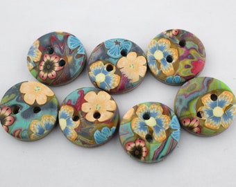 Small Buttons Floral Buttons, 3/4 inch No. 53