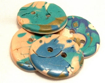 Large 1 inch button Olive Green Polymer Clay Buttons No. 119