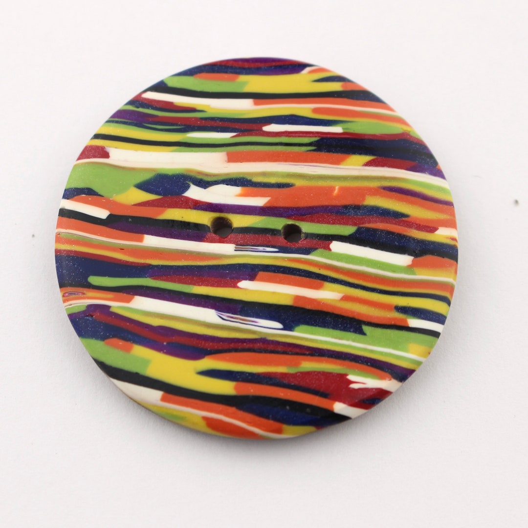2 Inch Colorful Striped Clay Buttons Extra Large 2 1/2 Inch Unique ...