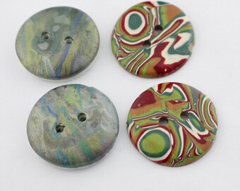 2 Colorway Polymer Clay Buttons for Knitting, 1 1/4 inch No. 220