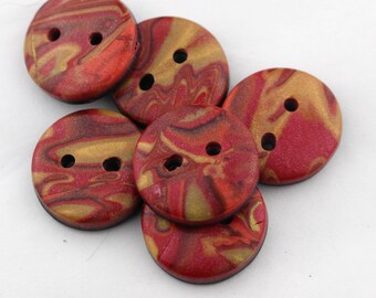 Small Red and Gold round Buttons no. 204