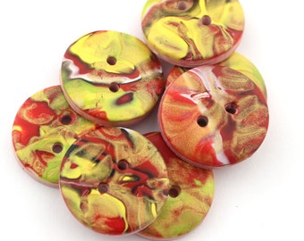 Large colorful buttons handmade buttons fancy big buttons 1 inch button, 1 5/8 inch, no. 315