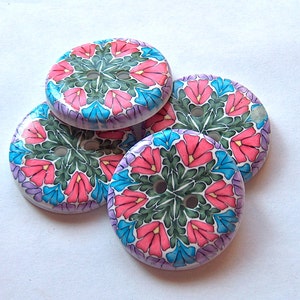 Large Floral Big polymer clay buttons Unique buttons, 1 1/4 inch button No. 205