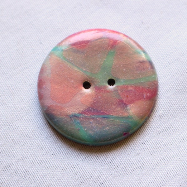 Large Handmade button for sweater unique buttons Mokume Gane Buttons, 1 1/4-inch 3.17 cm button, 1 5/8 inch 4.11 cm button, no. 393