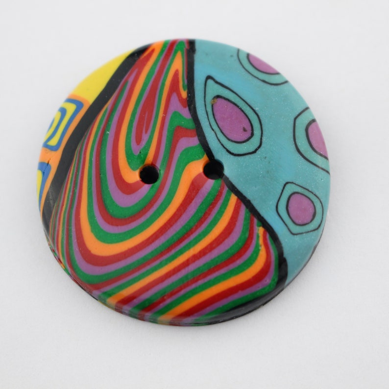 Big Colorful buttons handmade polymer clay buttons 1 1/4 inch or 1 1/2 inch button, no. 189 1 1/2 inch - D