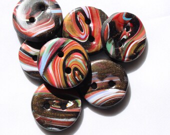 Spiral buttons, Handcrafted Stropple Cane Buttons,Small buttons, 3/4 inch buttons, No. 224