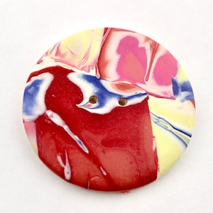 Extra large 2 inch Red polymer clay buttons for sweaters Handmade Colorful buttons 2 inch button 2 1/2 inch button, no. 436