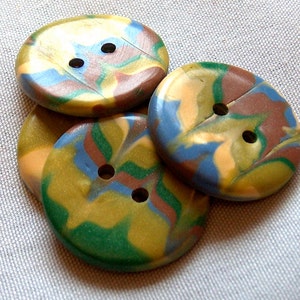 Big Yellow, Green and Blue Large Buttons, Huge claly button, 1 1/4 inch button, No. 241 image 1