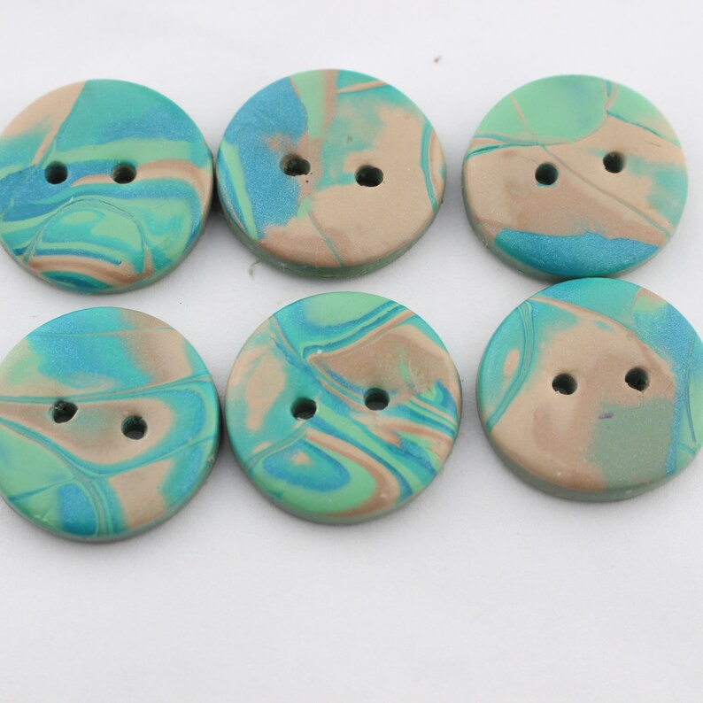 Big Seafoam, Aqua, and Sand Colored buttons, Beach Theme Buttons, 1 inch, 1 1/4 inch, 1 1/2 inch Buttons no. 349 image 3