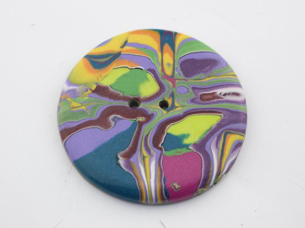 Polyclay Button Large Polymer Clay Button: Colorful Sewing Button (2 Inch) No 139 - Etsy