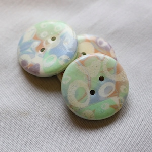 Large Handcrafted Buttons, Green and Blue buttons, Coat buttons unique button handmade button , 1 1/4 inch Button No. 369