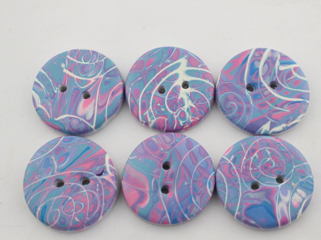 Polyclay Button Handcrafted Polymer Clay Buttons: Colorful Swirl Millefiori (1 1/4 or 1 ...