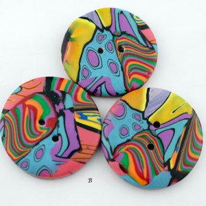 Big Colorful buttons handmade polymer clay buttons 1 1/4 inch or 1 1/2 inch button, no. 189 1 1/2" set of 3 B