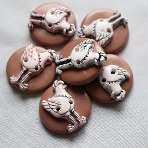Big handmade farm animal buttons, Chicken Buttons, cute polymer clay buttons 1 1/4 inch buttons, No. 347