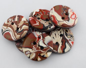 Large Mokume Gane Buttons, Large polymer clay buttons Unique Brown buttons , 1 inch or 1 1/2 inch No. 44