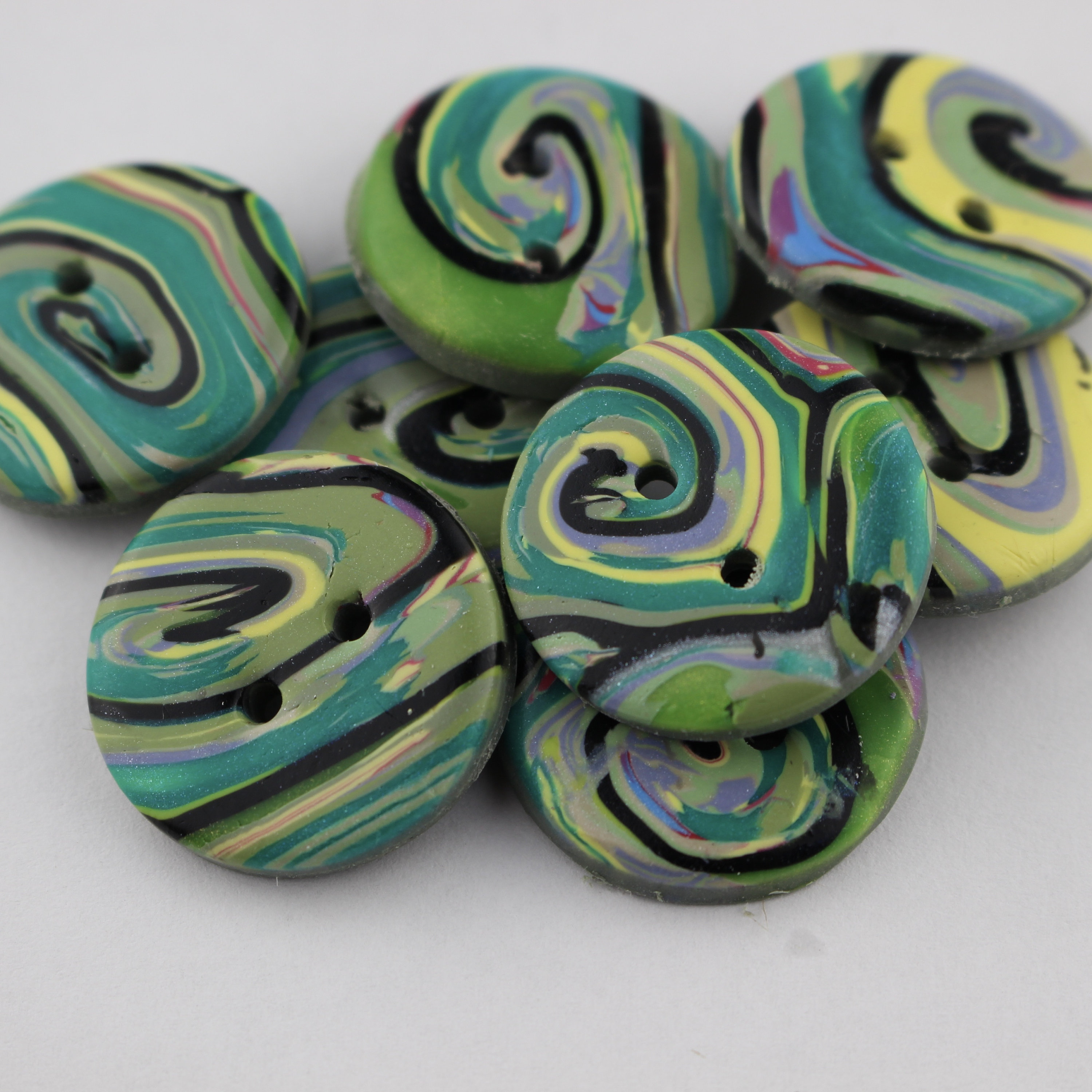 Polyclay Button Teal Swirl Buttons Polymer Clay Buttons Handmade Button for Sweater ...