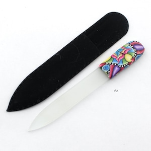Small Czech Glass Nail File Millefiori Design, Purse size Nail File