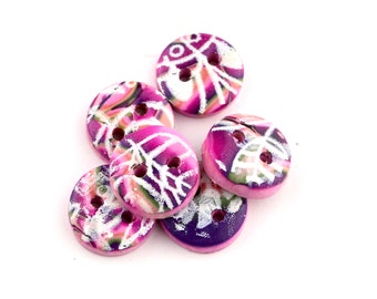 Small Damask buttons 3/4 inch Polymer clay buttons set Hand made buttons no 263