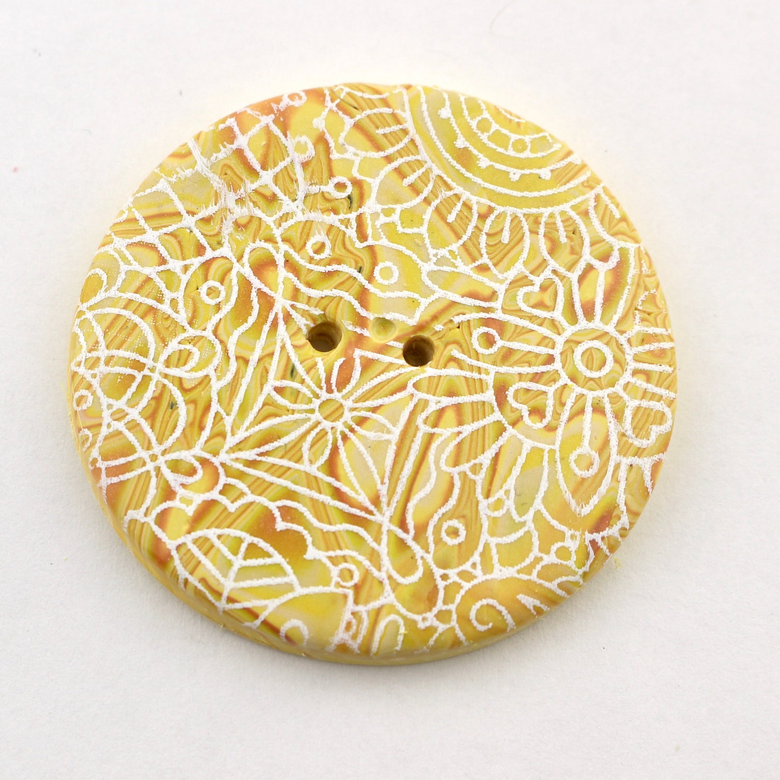Extra Large 2 Inch Polymer Clay Button Damask Buttons Handmade Etsy
