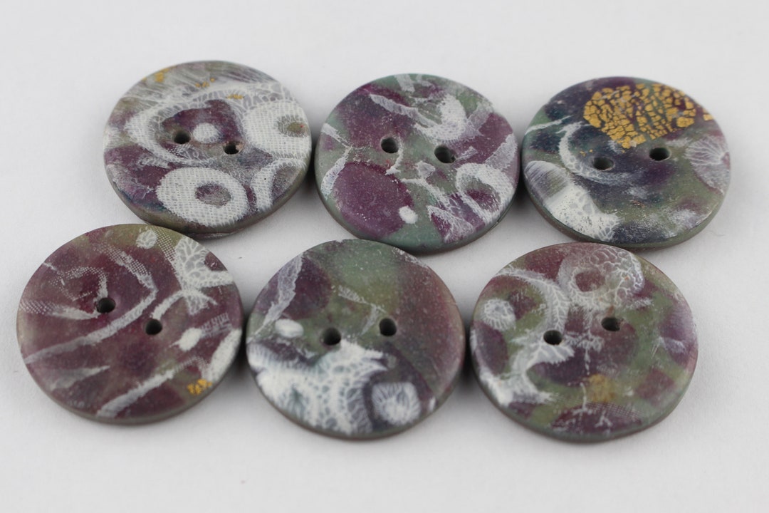 Polyclay Button Large Buttons Polymer Clay Buttons Multi-layers Buttons, 1 1/4 Inch ...