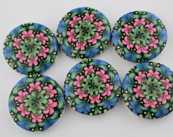 Large Colorful polymer clay buttons Unique buttons, 1 inch button No. 24