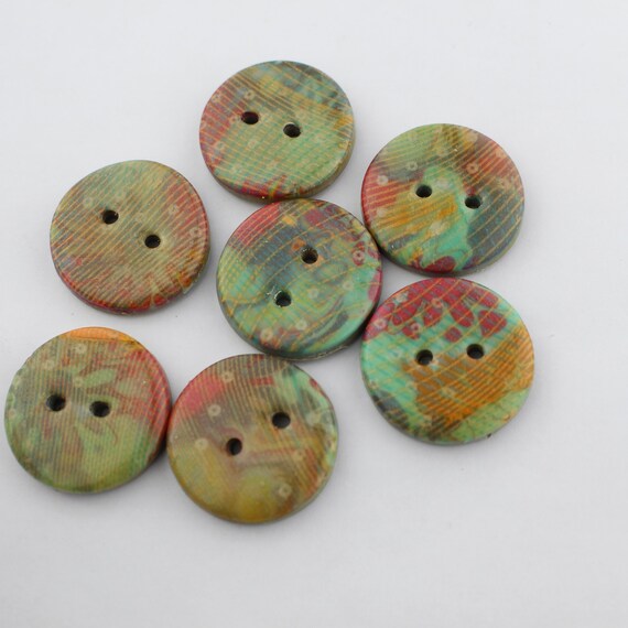 Large Buttons Handcrafted, Clay Big Buttons 1 1/4 Inch Buttons No. 271 