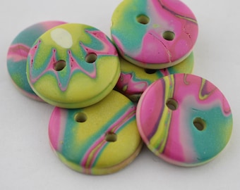 Small Multi- colored Mokume Gane Buttons, 3/4 inch, No. 116