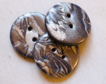 Large Silver Leaf Buttons, Handcrafted Buttons 1 inch, 1 1/4 inch or 1 1/2 inch, No. 345