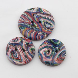 Sampler Large Spiral buttons Hand made buttons Polymer clay buttons huge buttons  No. 308