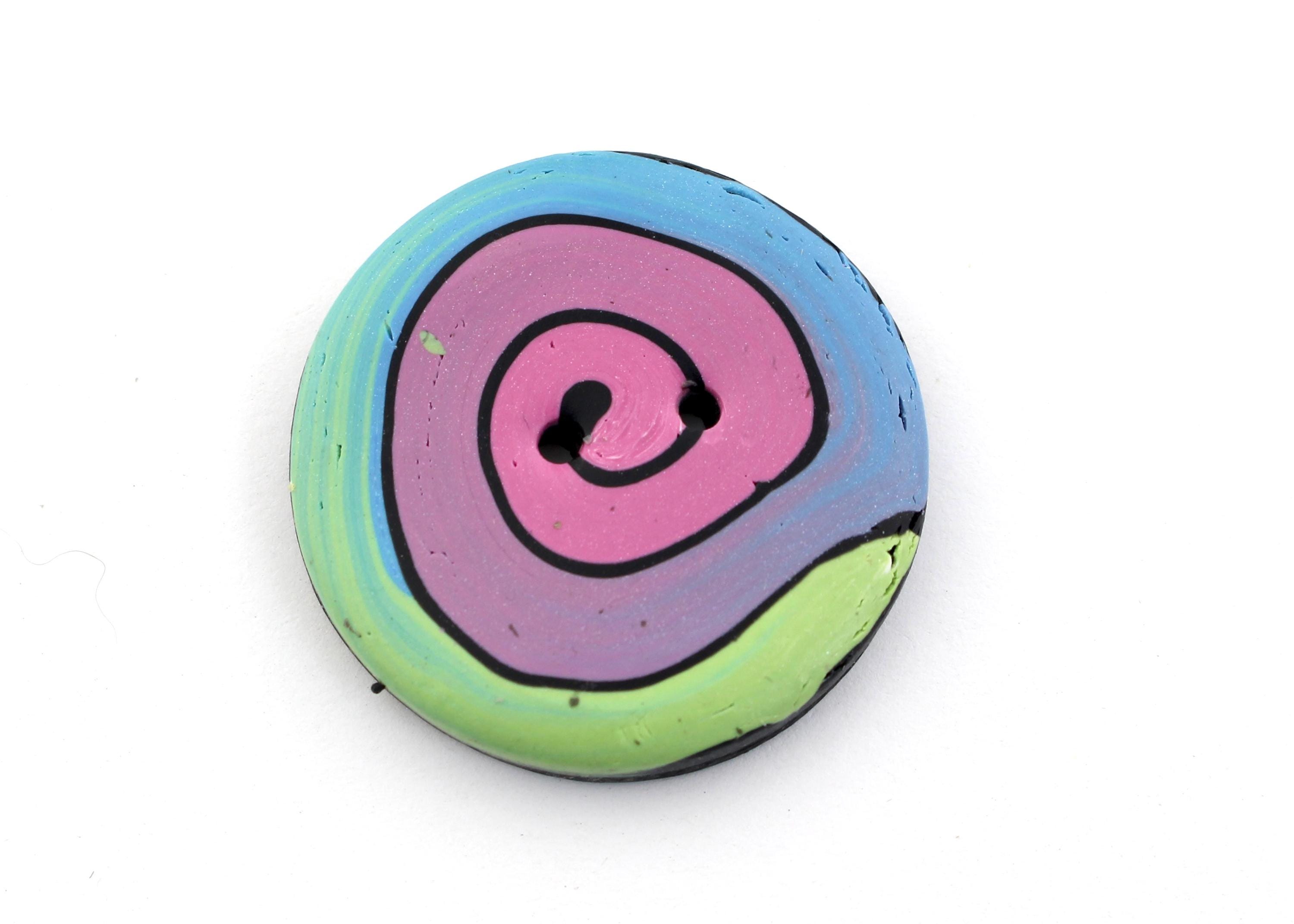 Large Fancy Colorful Spiral Buttons Handmade Buttons, 1 1/4 Inch ...