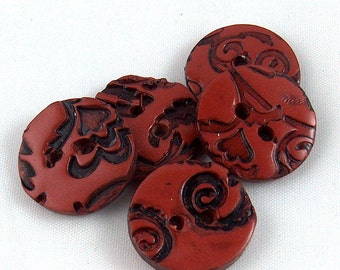 Leather Buttons, Texture, Polymer Clay buttons, No. 83