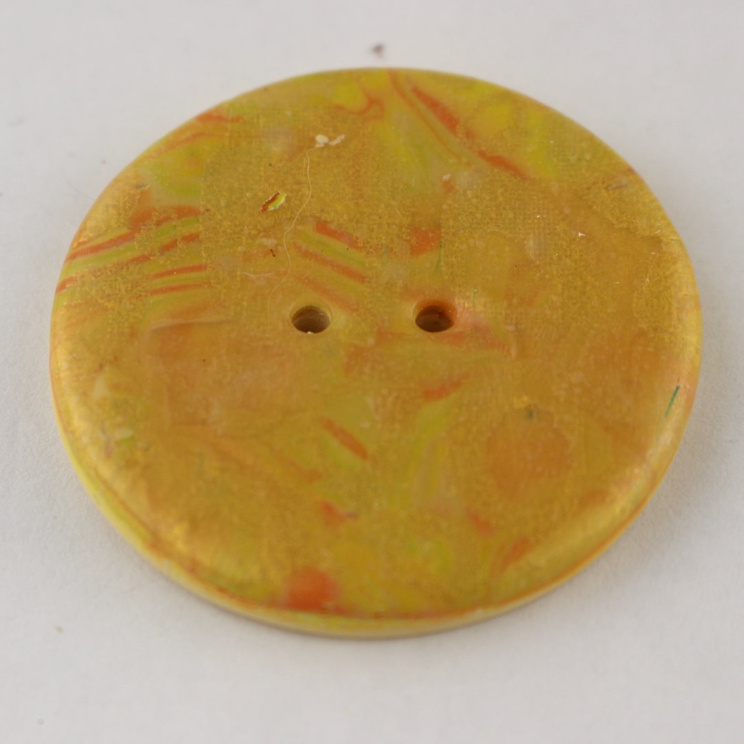 Large Handcrafted Polymer Clay Button Fancy Button 1 1/2 Inch 3.8 Cm