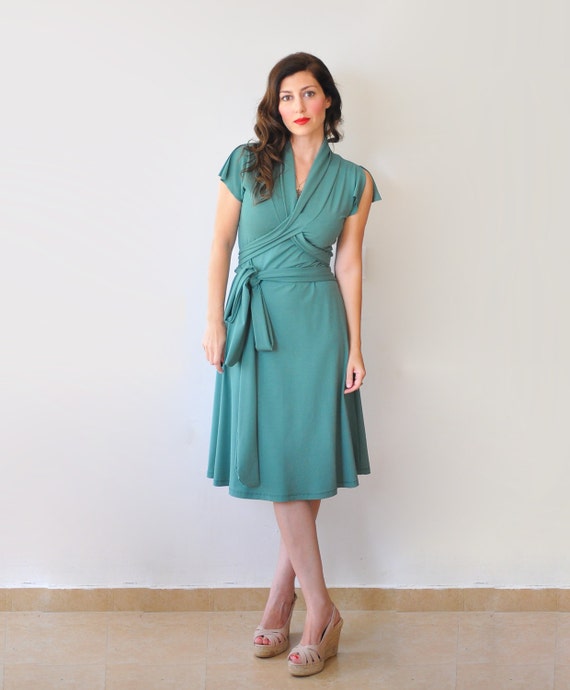 green jersey dress