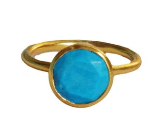 The Hamptons Turquoise Circle Gemstone Cocktail Ring/ December Ring/Turquoise Ring/Gemstone Ring/Everyday Ring/Stackable Rings