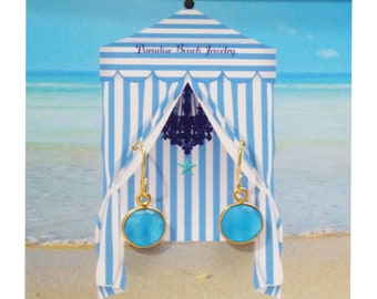 Sky Blue Topaz Gemstone Earrings - Blue gemstone Earrings -Gemstone Earrings - Gold Earrings/Drop Earrings/Sky Blue Chandelier Earrings