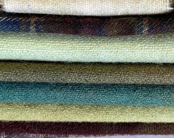 plaid wool Felted plaid wool/ Red plaid hand dyed wool rug hooking wool penny Rug wool / Wool