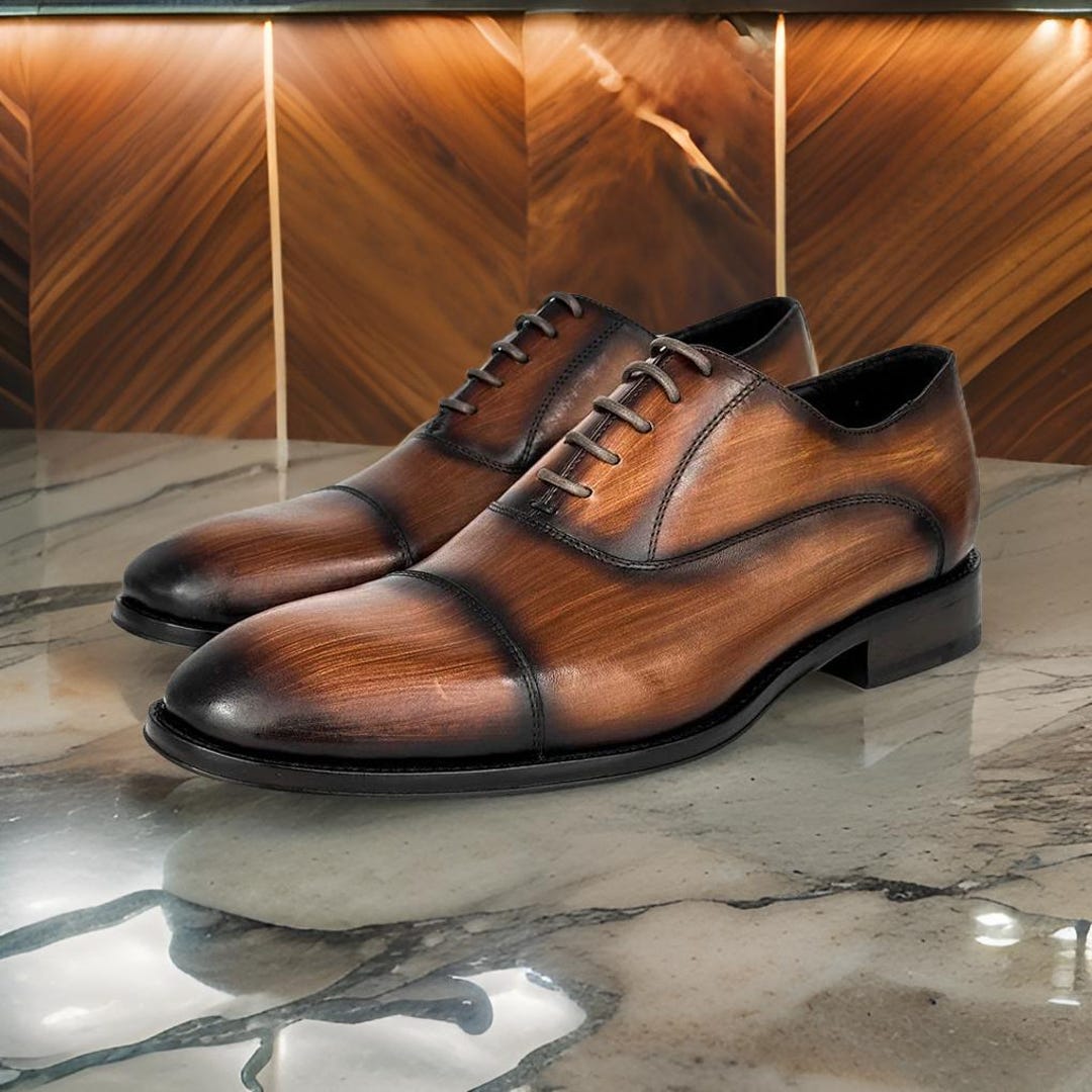 Handmade Men's Shoes Brown Leather Business Dress Shoes - Etsy