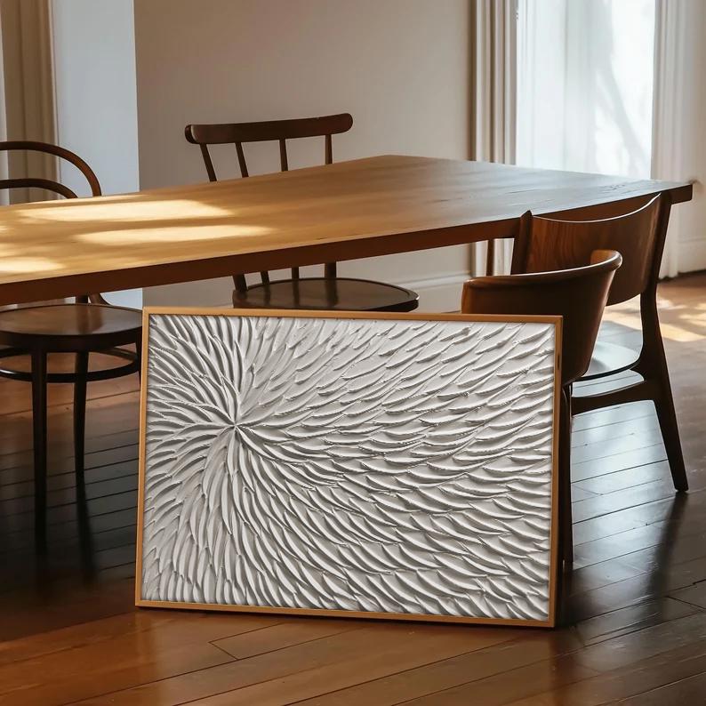 Large Nordic White Abstract Wall White 3D Texture Painting White ...