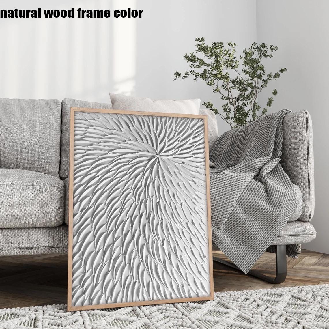 Large Nordic White Abstract Wall White 3D Texture Painting White ...