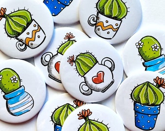 Adorable Potted Cactus Fridge Magnets - Fun & Colorful! 2.25 inch - 4 Designs