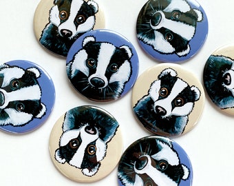 Badger Art Fridge Magnets, Large 59mm, 2 Designs