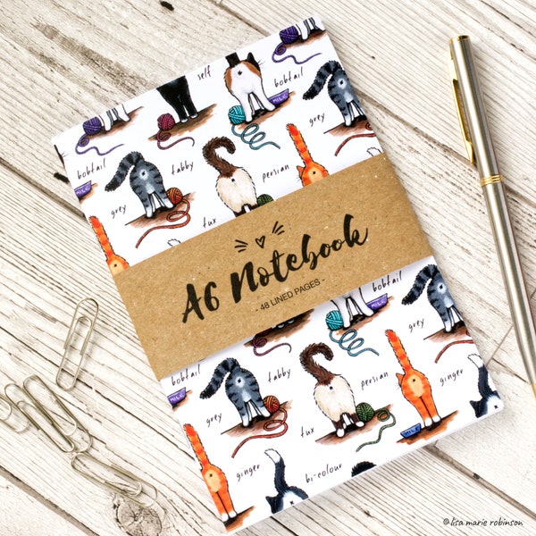 A6 Cat Notebook - Cat Bums