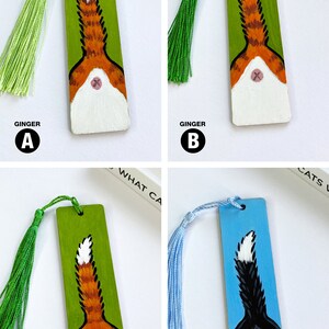 Cat Butt Mini Bookmarks, Hand Painted, Wooden with Tassel image 6