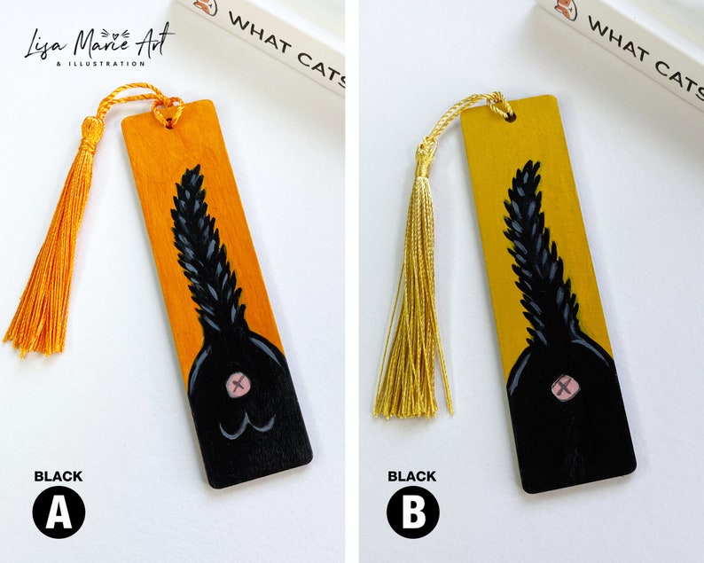 Cat Butt Mini Bookmarks, Hand Painted, Wooden with Tassel image 8