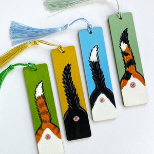 Cat Butt Mini Bookmarks, Hand Painted, Wooden with Tassel image 4