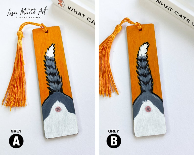 Cat Butt Mini Bookmarks, Hand Painted, Wooden with Tassel image 10